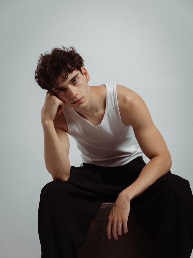 Jan — studio, white tank top