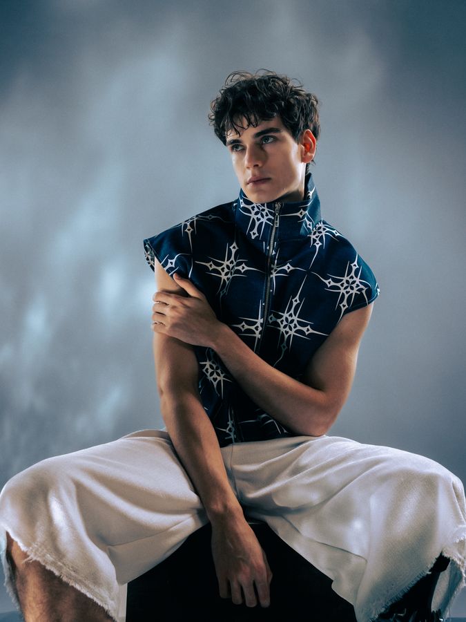 Jan — studio, printed vest